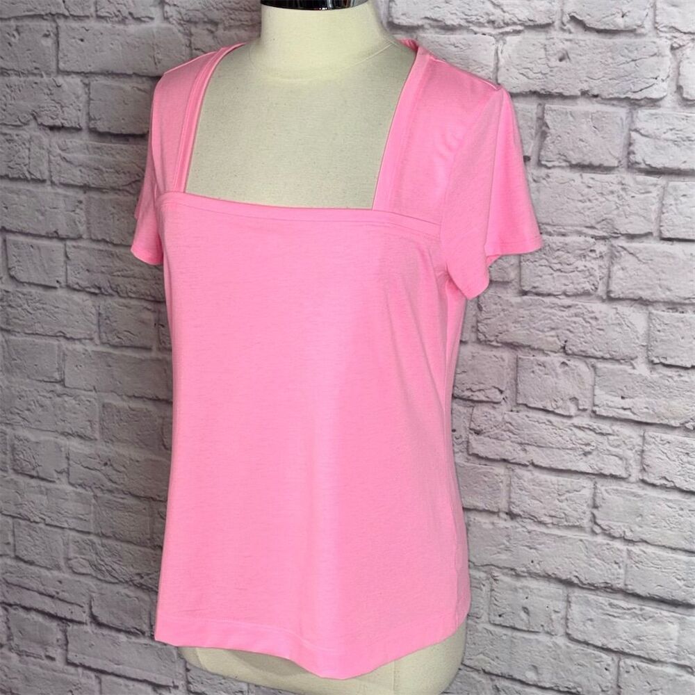 🚫SOLD🚫 Lilly Pulitzer Women's Rexa Square Neck Stretch Pink Short Sleeve Top - Picture 3 of 8